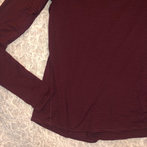 Athleta Burgundy Mesh Long Sleeve Top - XS - Picture 2 of 5